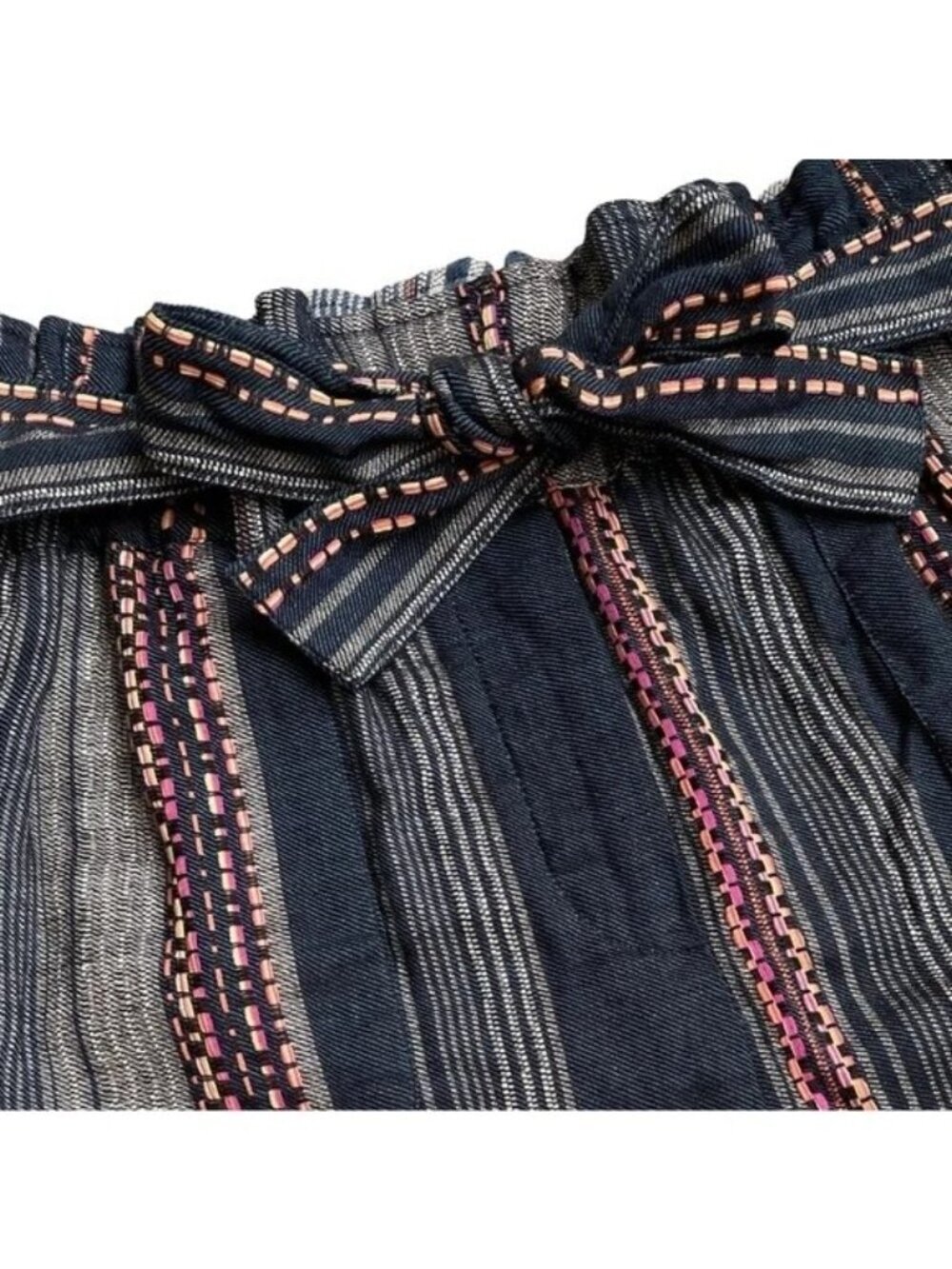 Anthropologie Lynnie Navy Stripe Belted Shorts - Picture 5 of 8